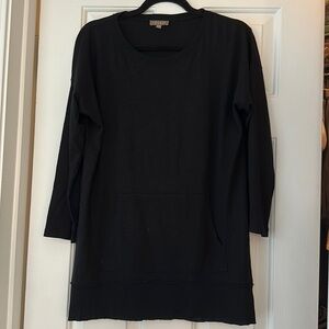 Lilla p Pima cotton modal blend pullover front pocket 3/4 sleeve small black
